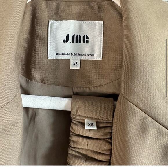 🍁 J. ING Contemporary Belted Blazer Jacket Trench Coat Relaxed Fit Tan XS - Picture 5 of 12